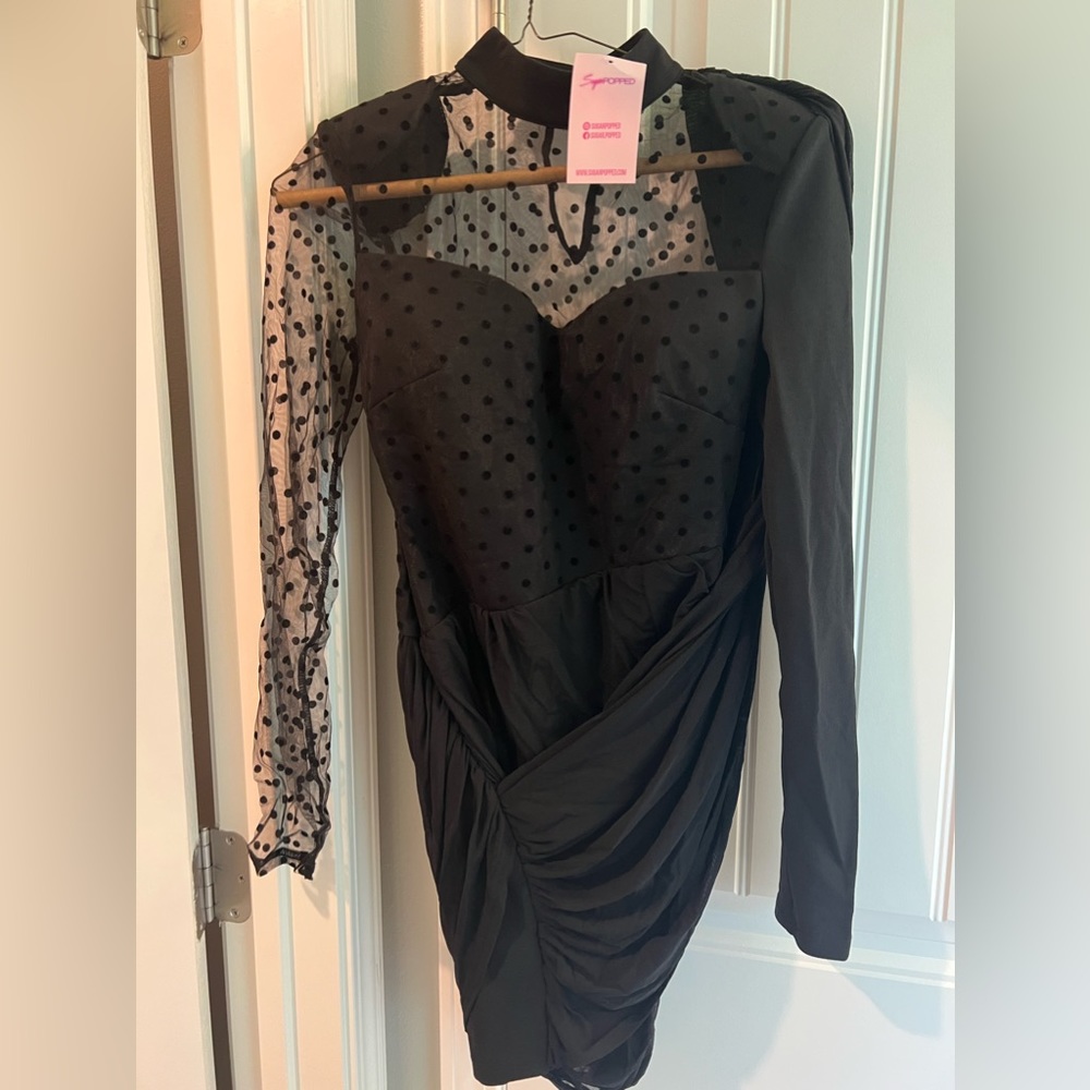 Sugar Popped Polka Dotted Semi Mesh Dress